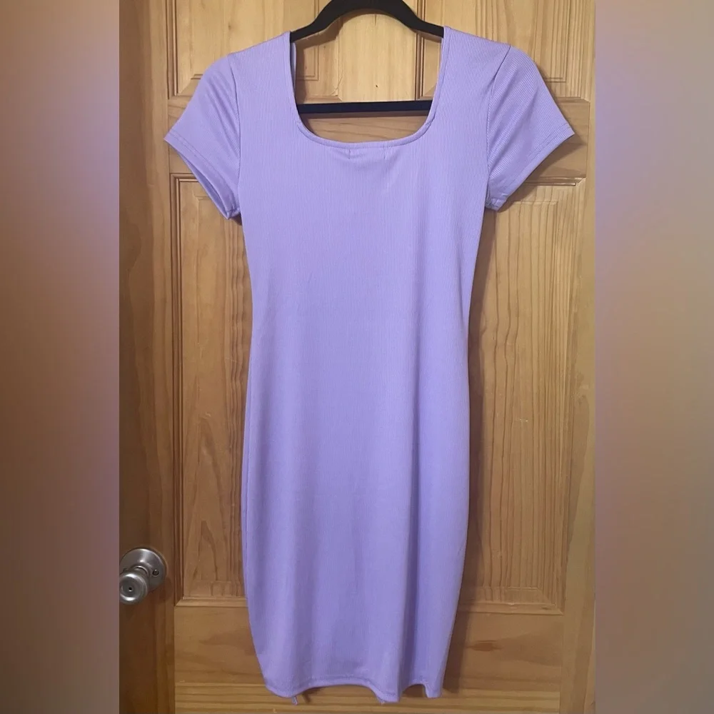 Lavender Front Ruched Drawstring Dress - Picture 2 of 2